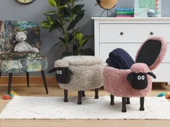 Beliani Elainjakkara Kangas Säilytystila Harmaa 55 X 35 Cm Sheep Hot