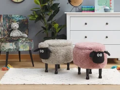 Beliani Elainjakkara Kangas Säilytystila Vaaleanpunainen 55 X 35 Cm Sheep Outlet