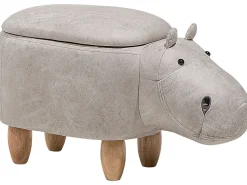 Beliani Elainjakkara Keinonahka Säilytystila Vaaleanharmaa 32 X 60 Cm Hippo Hot