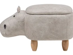 Beliani Elainjakkara Keinonahka Säilytystila Vaaleanharmaa 32 X 60 Cm Hippo Hot