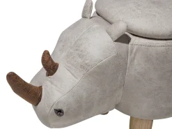 Beliani Elainjakkara Keinonahka Säilytystila Vaaleanharmaa 60 X 32 Cm Rhino Hot