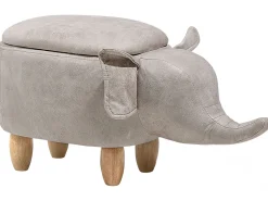 Beliani Elainjakkara Keinonahka Säilytystila Vaaleanharmaa 70 X 32 Cm Elephant Shop