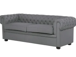 Beliani Harmaa 3-Istuttava Nahkasohva Chesterfield Flash Sale