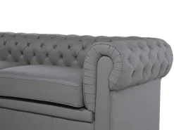 Beliani Harmaa 3-Istuttava Nahkasohva Chesterfield Flash Sale