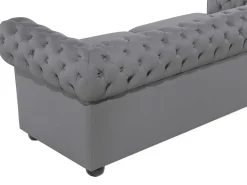 Beliani Harmaa 3-Istuttava Nahkasohva Chesterfield Flash Sale