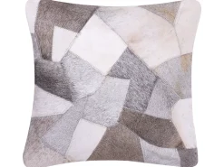 Beliani Harmaa Nahkainen Tilkkukoristetyynysetti 45 X 45 Cm 2 Kpl Neeloor Fashion