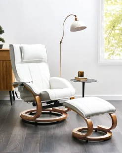 Beliani Hierontatuoli Jalkatuella Keinonahka Beige Majestic Sale