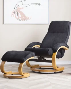 Beliani Hierontatuoli Jalkatuella Kangas Musta Hero Best Sale