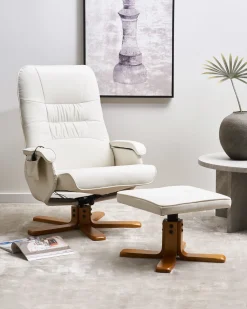 Beliani Hierontatuoli Jalkatuella Keinonahka Kermanvalkoinen Relaxpro Store