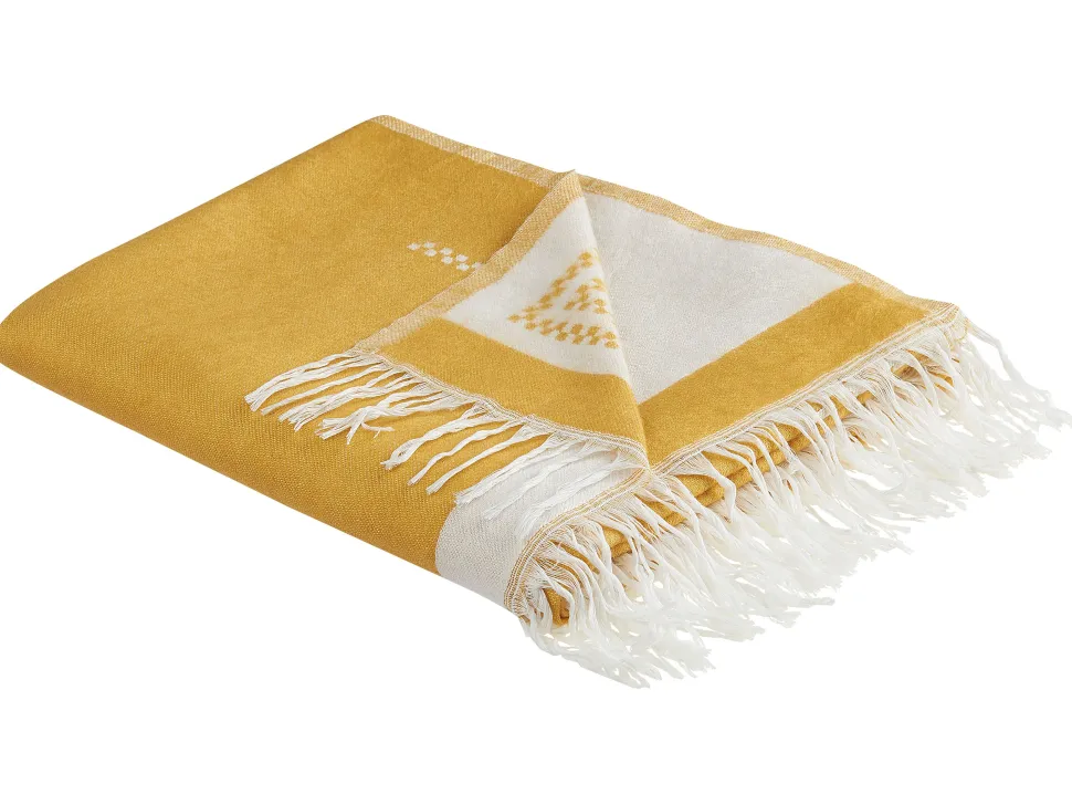 Beliani Huopa Keltainen/Valkoinen 130 X 170 Cm Jalkini Clearance