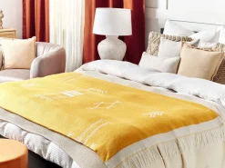 Beliani Huopa Keltainen/Valkoinen 130 X 170 Cm Jalkini Clearance