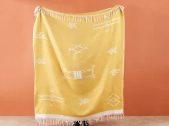 Beliani Huopa Keltainen/Valkoinen 130 X 170 Cm Jalkini Clearance