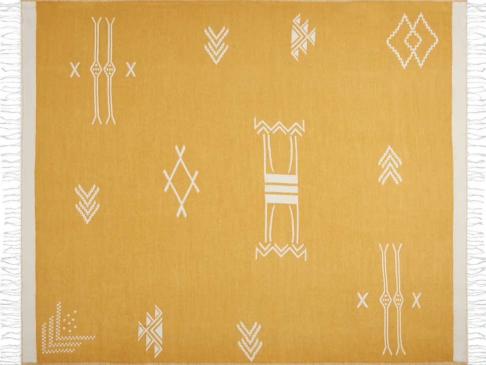 Beliani Huopa Keltainen/Valkoinen 130 X 170 Cm Jalkini Clearance