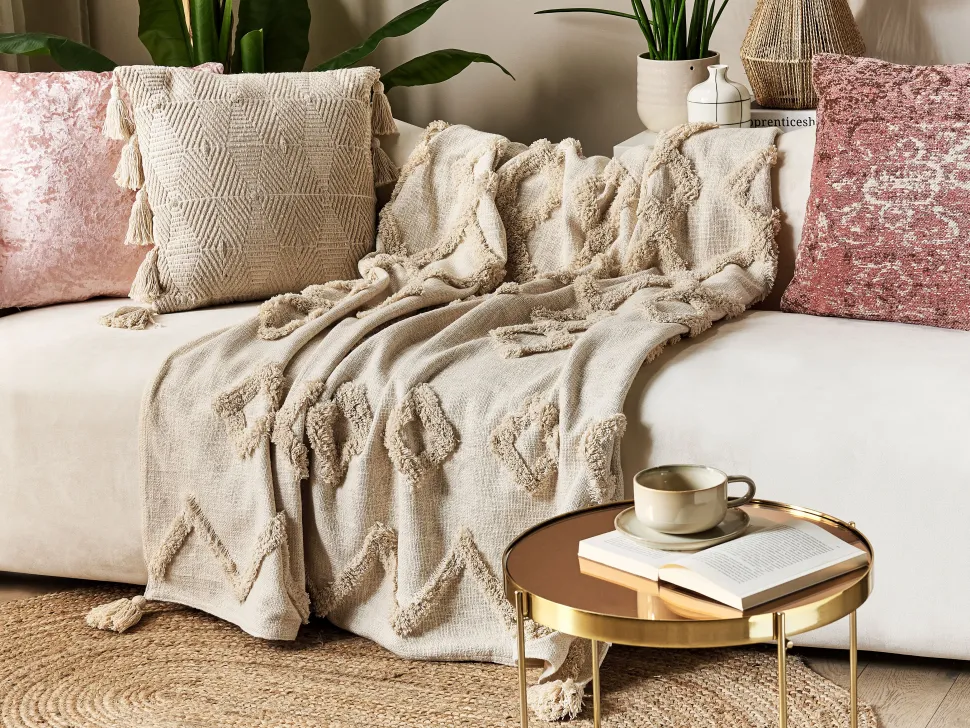 Beliani Huopa Puuvilla Beige 130 X 180 Cm Guna Best