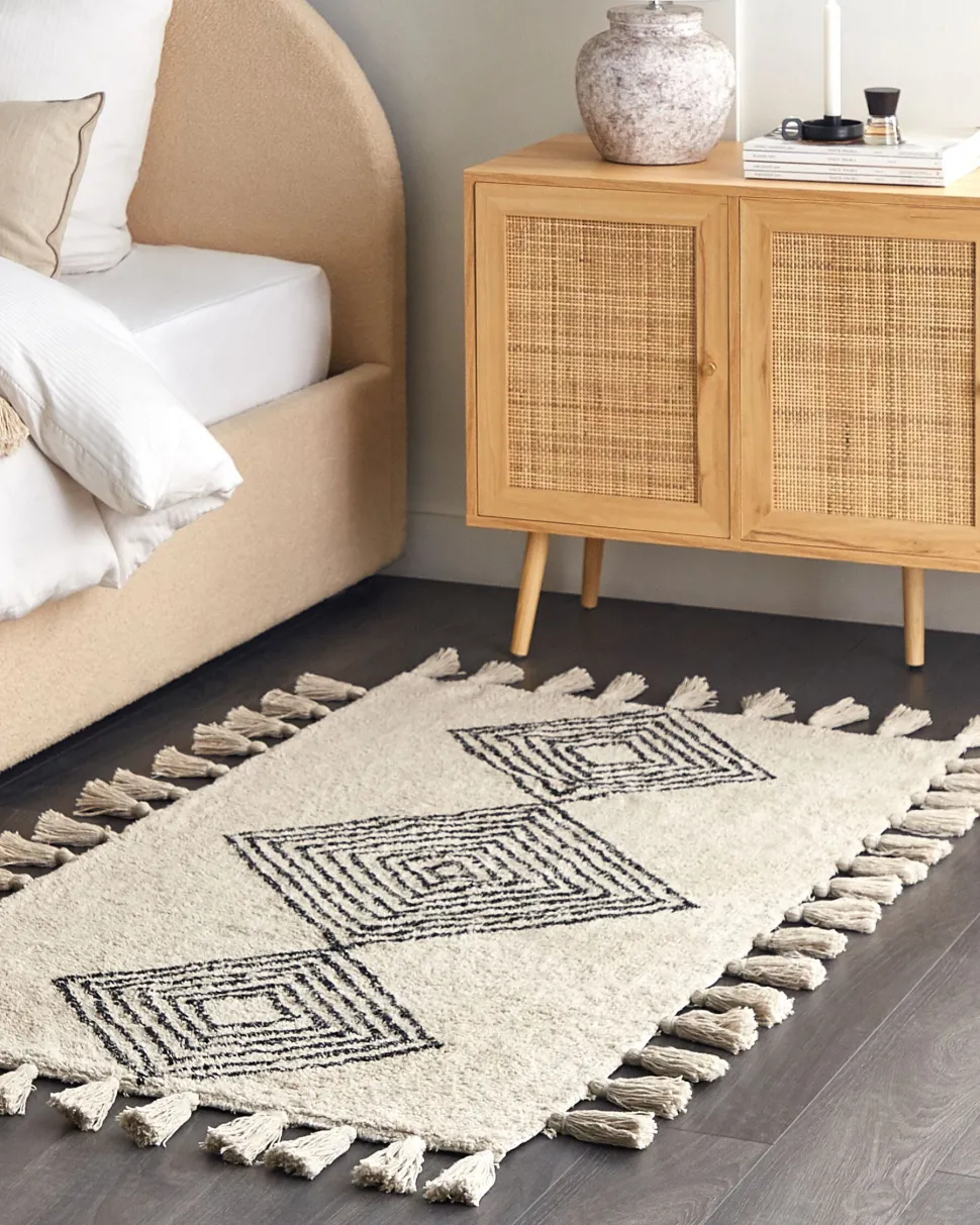 Beliani Huopa Puuvilla Beige 130 X 180 Cm Guna Best