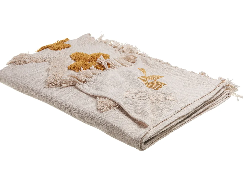 Beliani Huopa Puuvilla Beige/Keltainen 130 X 180 Cm Adoni Shop