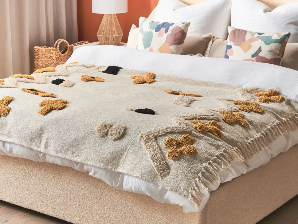 Beliani Huopa Puuvilla Beige/Keltainen 130 X 180 Cm Adoni Shop