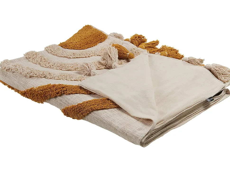 Beliani Huopa Puuvilla Beige/Oranssi 130 X 180 Cm Mathura Store