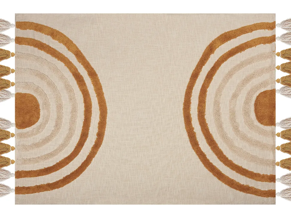 Beliani Huopa Puuvilla Beige/Oranssi 130 X 180 Cm Mathura Store