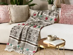 Beliani Huopa Puuvilla Beige/Ruskea 130 X 180 Cm Chinsurah Shop