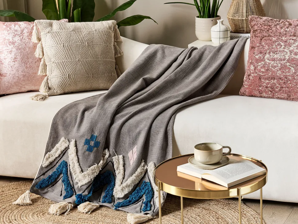 Beliani Huopa Puuvilla Harmaa 130 X 180 Cm Kottayam Sale