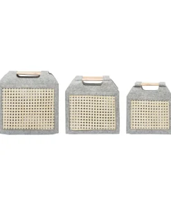 Beliani Huopakori Vaaleanharmaa/Vaalea Puu 3 Kpl Sariot Best