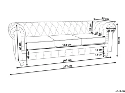 Beliani Iso Musta 3-Istuttava Keinonahkasohva Chesterfield Discount