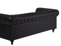Beliani Iso Musta 3-Istuttava Keinonahkasohva Chesterfield Discount