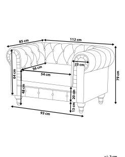 Beliani Iso Musta Keinonahkaverhoiltu Nojatuoli Chesterfield Clearance