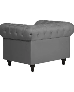 Beliani Iso Vaaleanharmaa Kangasverhoiltu Nojatuoli Chesterfield Online