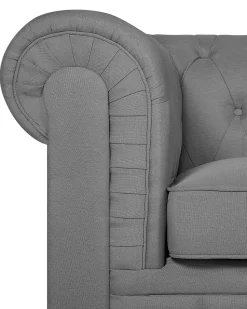Beliani Iso Vaaleanharmaa Kangasverhoiltu Nojatuoli Chesterfield Online