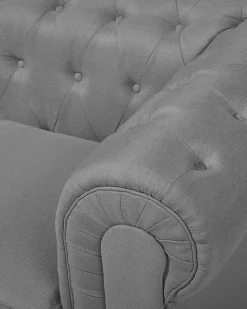 Beliani Iso Vaaleanharmaa Kangasverhoiltu Nojatuoli Chesterfield Online