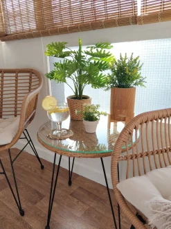 Beliani 2-Istuttava Bistrosetti Polyrottinki Luonnonvari Tropea Ii Flash Sale