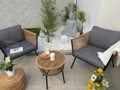 Beliani 2-Istuttava Bistrosetti Polyrottinki Vaaleanruskea Gargano Best