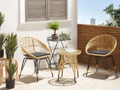 Beliani 2-Istuttava Bistrosetti Polyrottinki Luonnonvari/Musta Pellaro Fashion