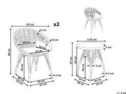 Beliani 2-Istuttava Bistrosetti Polyrottinki Luonnonvari/Musta Pellaro Fashion