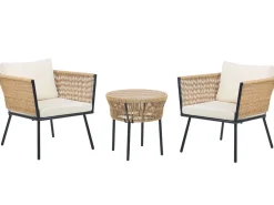 Beliani 2-Istuttava Bistrosetti Polyrottinki Luonnonvari Gargano Clearance