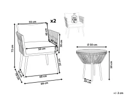 Beliani 2-Istuttava Bistrosetti Polyrottinki Luonnonvari Gargano Clearance