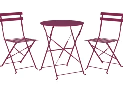 Beliani 2-Istuttava Bistrosetti Teras Viininpunainen Fiori Shop