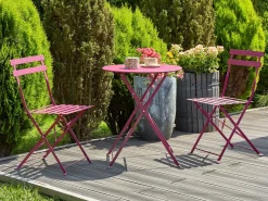 Beliani 2-Istuttava Bistrosetti Teras Viininpunainen Fiori Shop