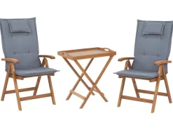 Beliani 2-Istuttava Bistrosetti Vaalea Akasiapuu Sininen Java Best