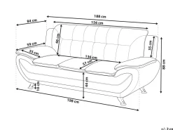 Beliani 3-Istuttava Harmaa Keinonahkainen Sohva Leira Clearance