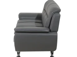 Beliani 3-Istuttava Harmaa Keinonahkainen Sohva Leira Clearance