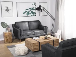 Beliani 2-Istuttava Harmaa Tekonahkainen Sohva Lokka Shop