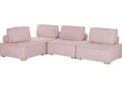 Beliani 4-Istuttava Kulmamoduulisohva Vaaleanpunainen Tibro Store