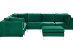 Beliani 6-Istuttava Kulmasohva Ja Rahi Sametti Oikeak. Vihrea Evja Cheap