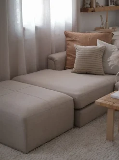 Beliani 5-Istuttava Kulmasohva Ja Rahi Kangas Oikeak. Beige Oslo Store