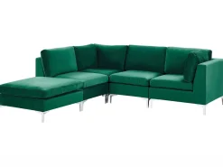 Beliani 4-Istuttava Kulmasohva Ja Rahi Sametti Oikeak. Vihrea Evja Hot