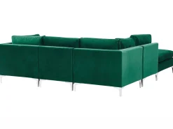 Beliani 4-Istuttava Kulmasohva Ja Rahi Sametti Oikeak. Vihrea Evja Hot