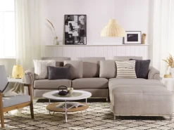 Beliani 5-Istuttava Kulmasohva Ja Rahi Kangas Vasenk. Beige Oslo New